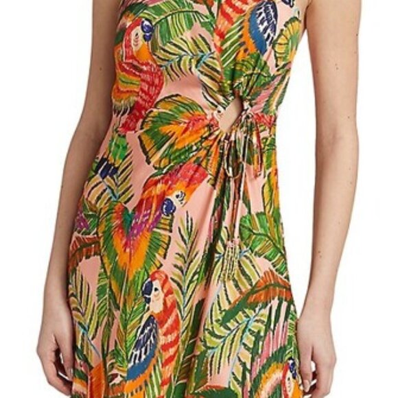 Farm Rio Macaw Leaves Cut-Out Midi Dress NEW Size Medium - Picture 6 of 13